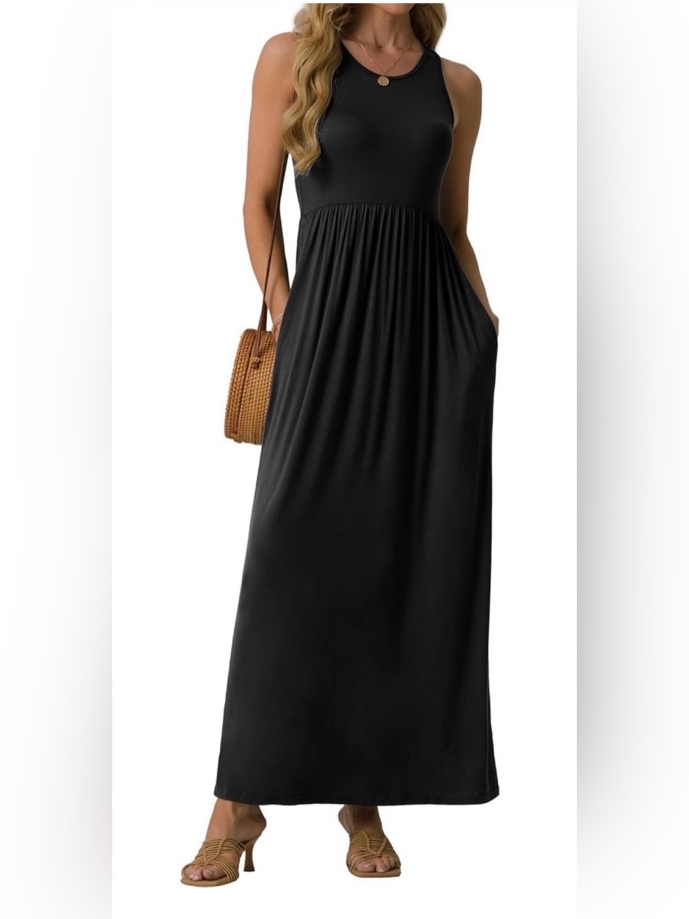 a new day Black Sleeveless Maxi Dress with Pockets NWT Medium
